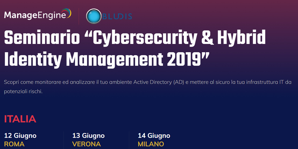 ManageEngine Seminario Cybersecurity & Hybrid Identity Management | Bludis