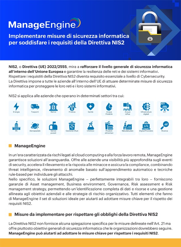 ManageEngine | Direttiva NIS2 | Bludis